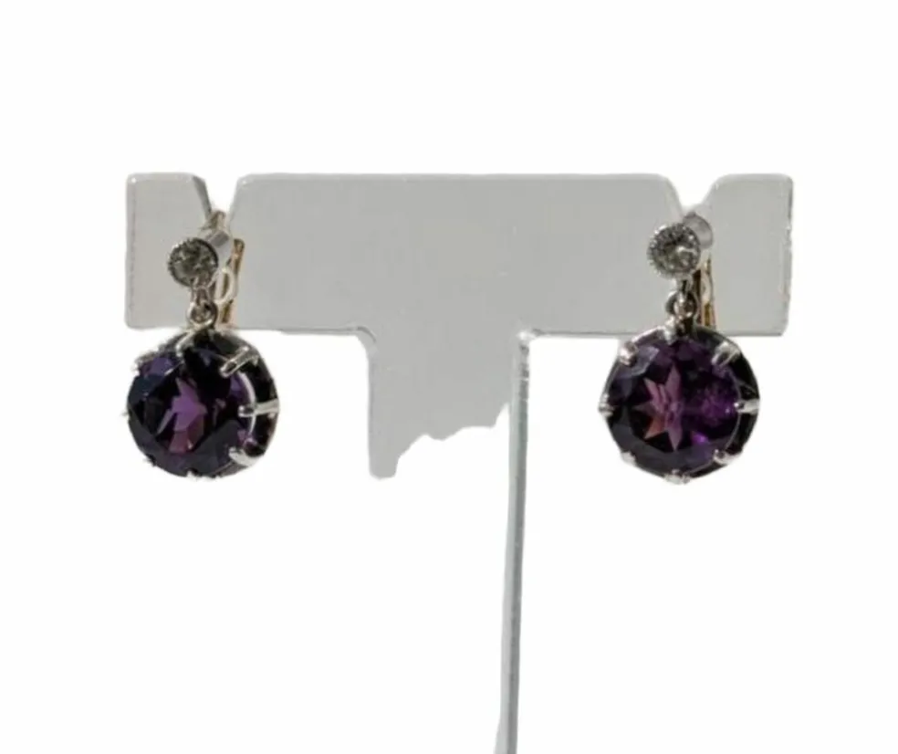Boucles d’oreilles dormeuses améthyste or et argent