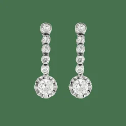 BOUCLES D'OREILLES "DORMEUSES" OR & DIAMANTS.