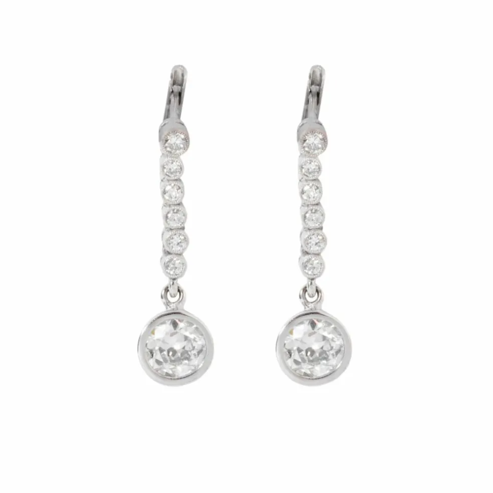 Boucles d'oreilles Dormeuses platine diamants