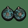 Boucles d'oreilles dormeuses turquoises diamant.