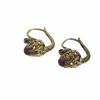Boucles d’oreilles dormeuses améthyste diamant