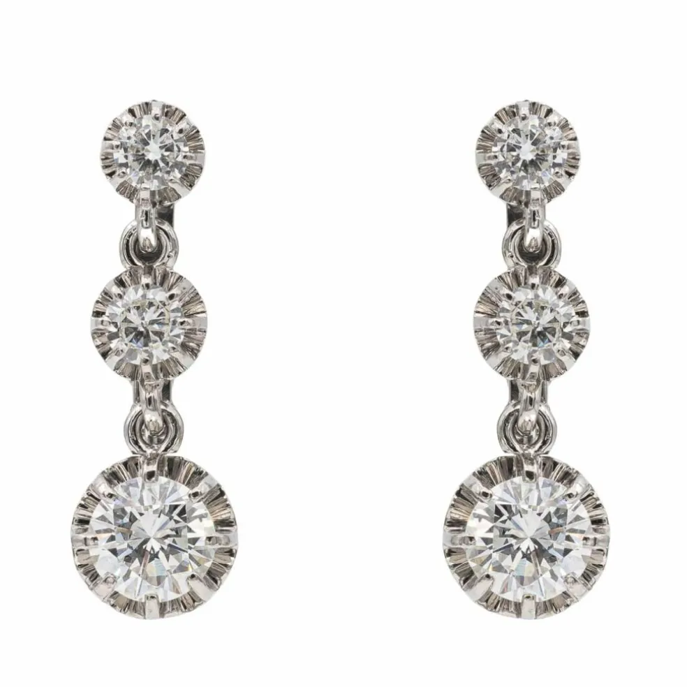 Boucles d'oreilles Dormeuses Or blanc Diamant