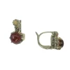 Boucles d’oreilles dormeuses or blanc, platine, grenat, opale