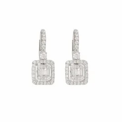 Boucles d’oreilles dormeuses diamants or gris