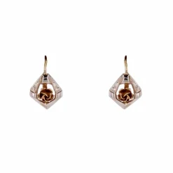 Boucles d'oreilles dormeuses deux ors à la rose