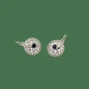 Boucles d’oreilles dormeuses or blanc saphirs