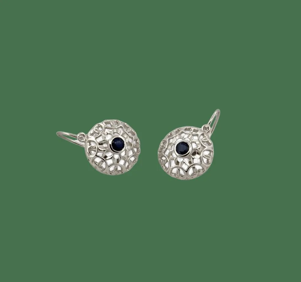 Boucles d’oreilles dormeuses or blanc saphirs