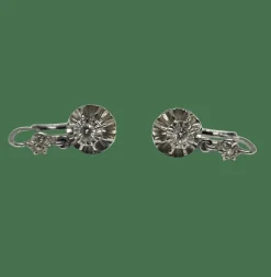 Boucles d’oreilles dormeuses or blanc et diamants