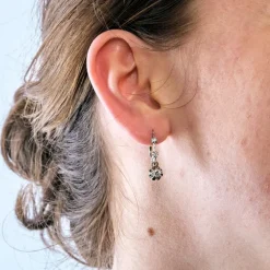 Boucles d’Oreilles Dormeuses Or blanc Diamants Époque Art Déco