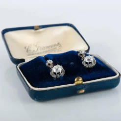 Boucles d'oreilles dormeuses or blanc Diamants