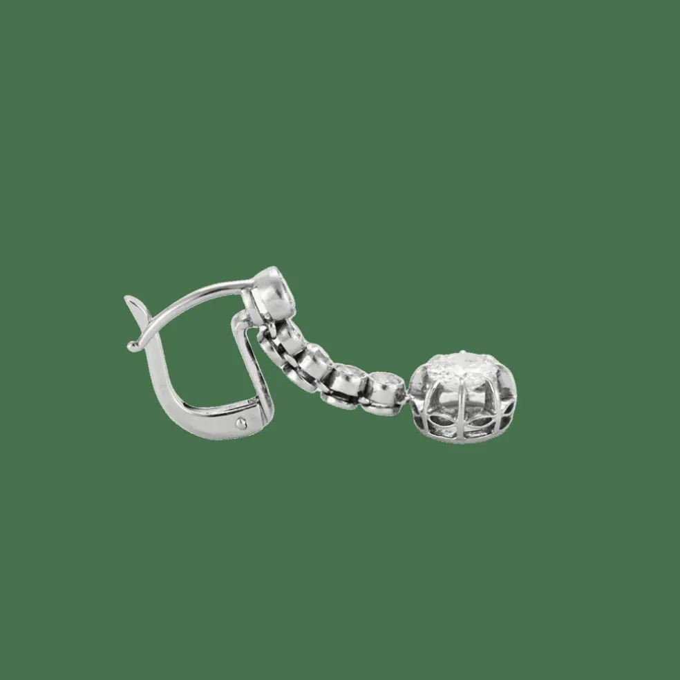 BOUCLES D'OREILLES "DORMEUSES" OR & DIAMANTS.