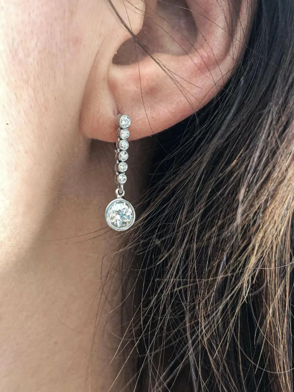 Boucles d'oreilles Dormeuses platine diamants