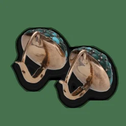 Boucles d'oreilles dormeuses turquoises diamant.