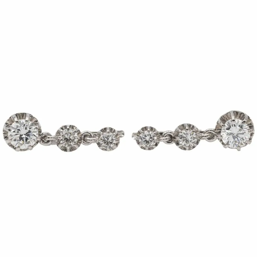 Boucles d'oreilles Dormeuses Or blanc Diamant