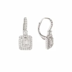 Boucles d’oreilles dormeuses diamants or gris