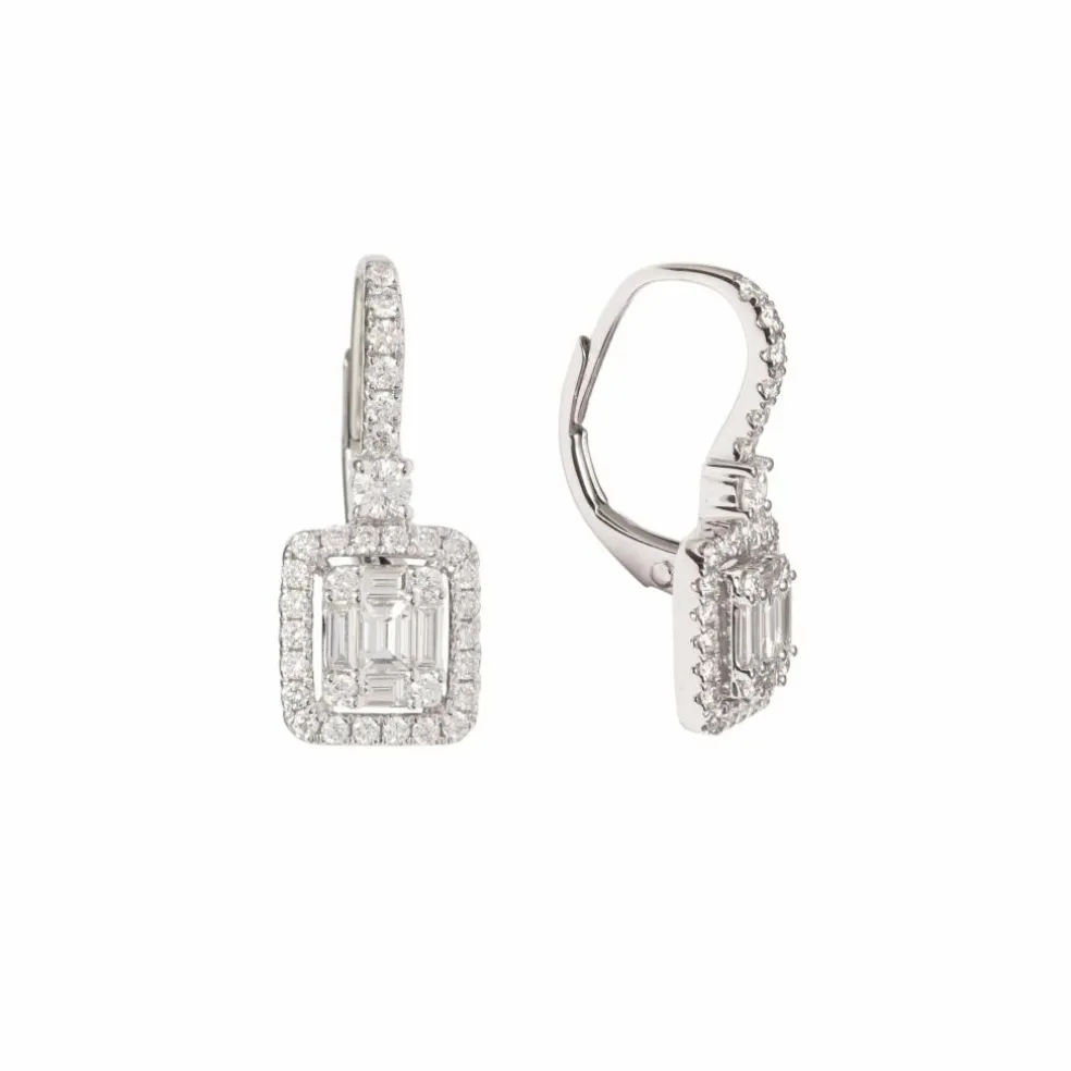 Boucles d’oreilles dormeuses diamants or gris