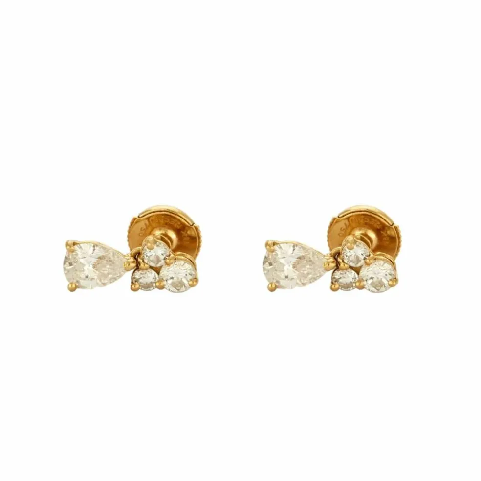 Boucles d'oreilles dormeuses or et diamants