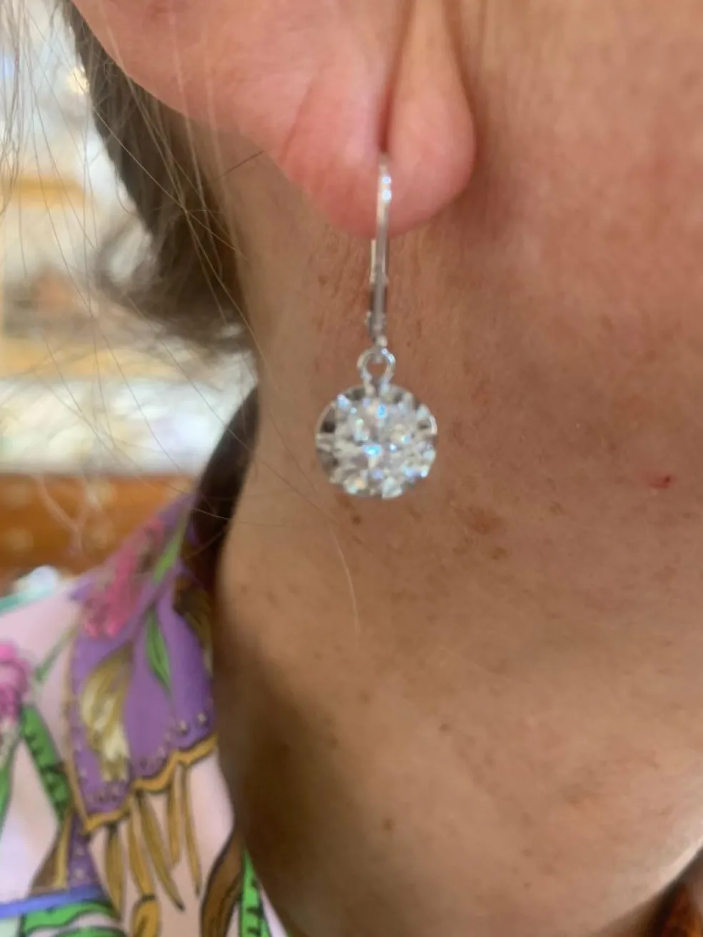 Boucles d'Oreilles Dormeuses Diamants 1.70 Carats Platine Or Gris 18 Carats