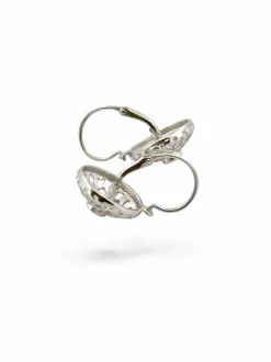 Boucles d’oreilles dormeuses or blanc saphirs