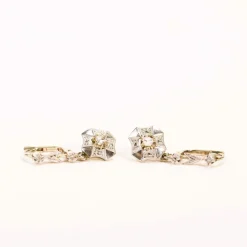 Boucles d'oreilles dormeuses Art Déco diamants
