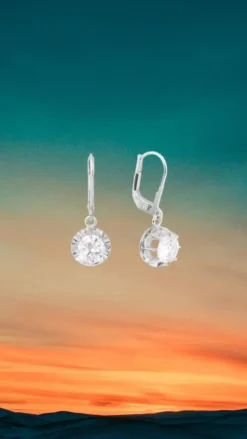 Boucles d'Oreilles Dormeuses Diamants 1.70 Carats Platine Or Gris 18 Carats