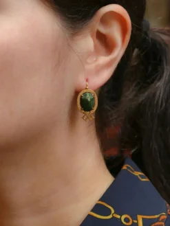 Boucles d'oreilles dormeuses scarabée