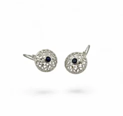 Boucles d’oreilles dormeuses or blanc saphirs
