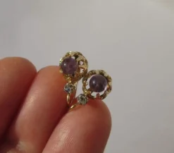 Boucles d’oreilles dormeuses améthyste diamant