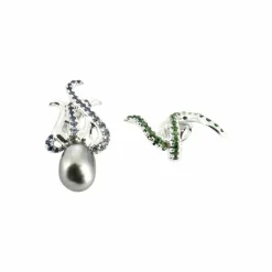 Boucles d'oreilles dépareillées or et émeraudes