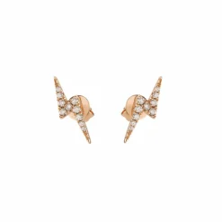 Boucles d'Oreilles Eclair Diamants Or Rose