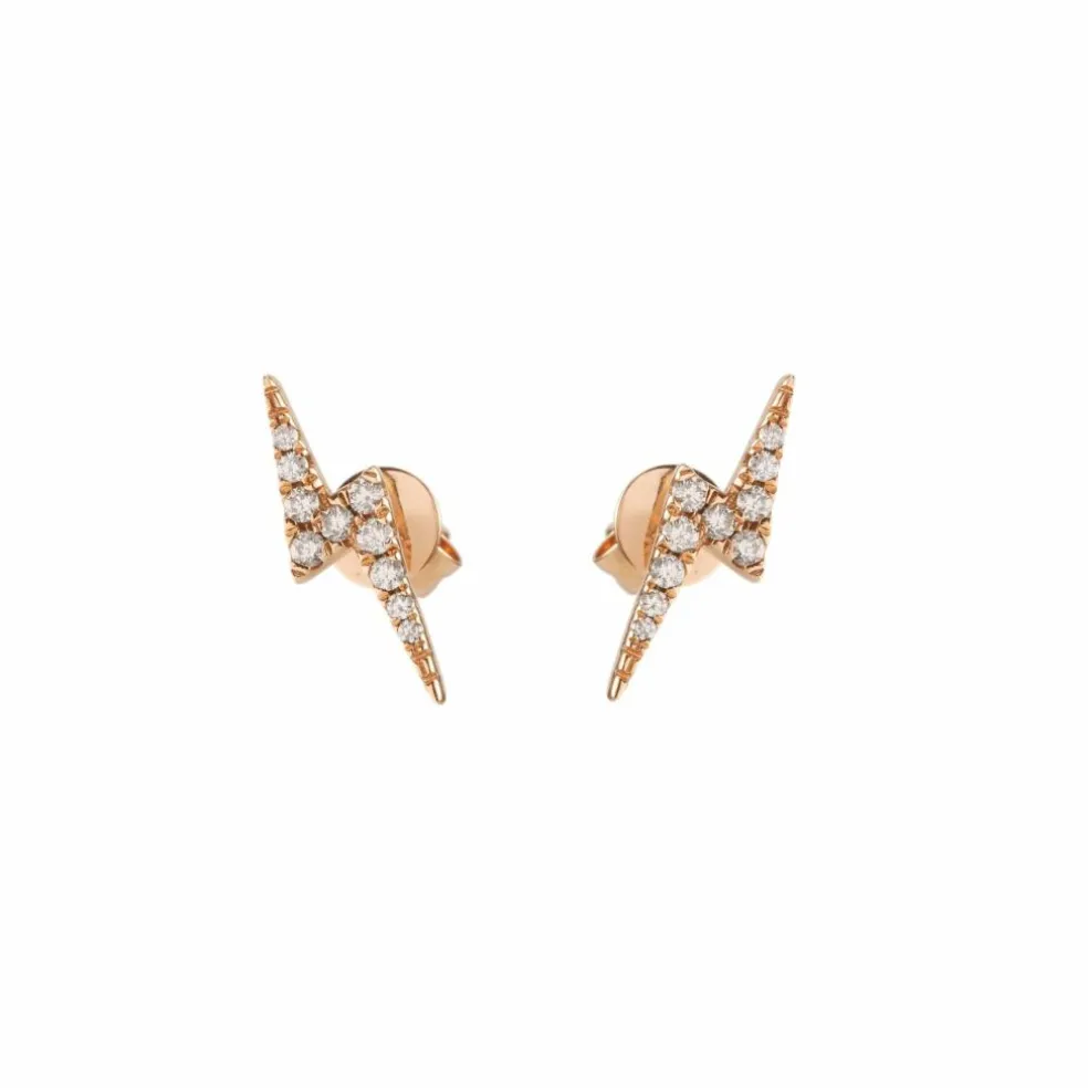 Boucles d'Oreilles Eclair Diamants Or Rose