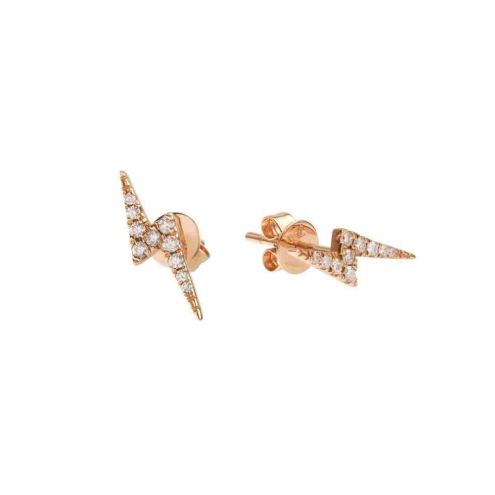 Boucles d'Oreilles Eclair Diamants Or Rose