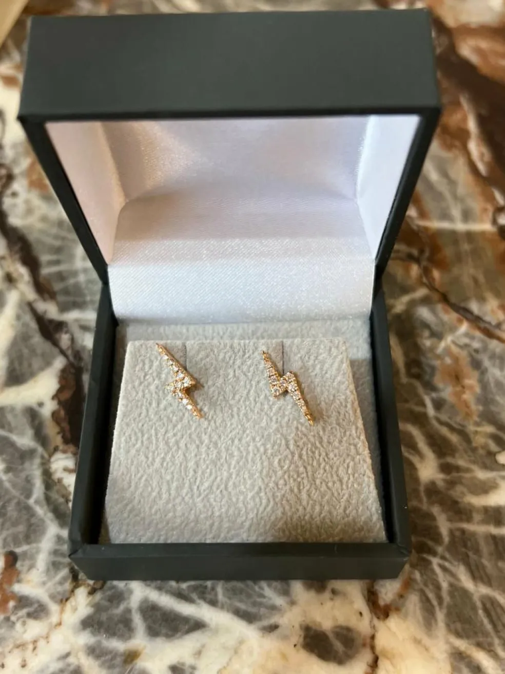 Boucles d'Oreilles Eclair Diamants Or Rose