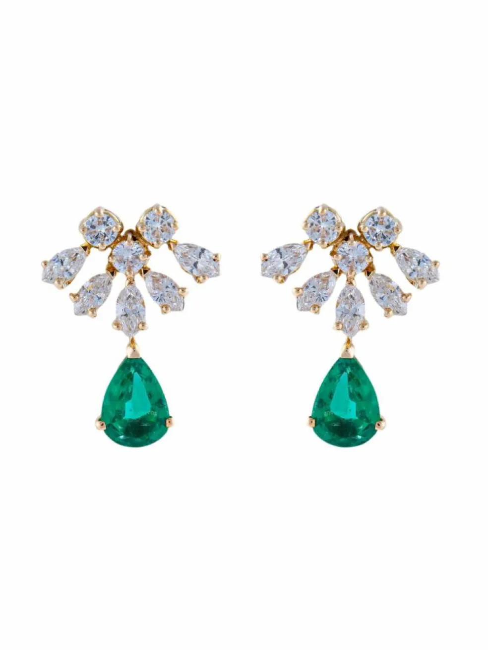 Boucles d'oreilles Emeraudes Diamants