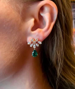 Boucles d'oreilles Emeraudes Diamants