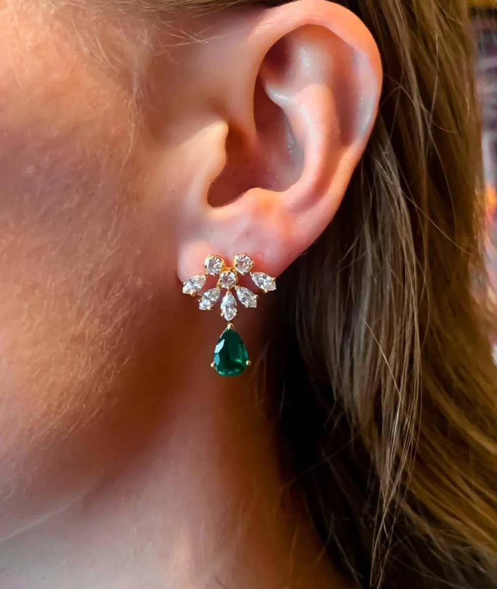 Boucles d'oreilles Emeraudes Diamants