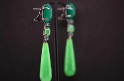 Boucles d'oreilles Emeraudes Jade Agate verte