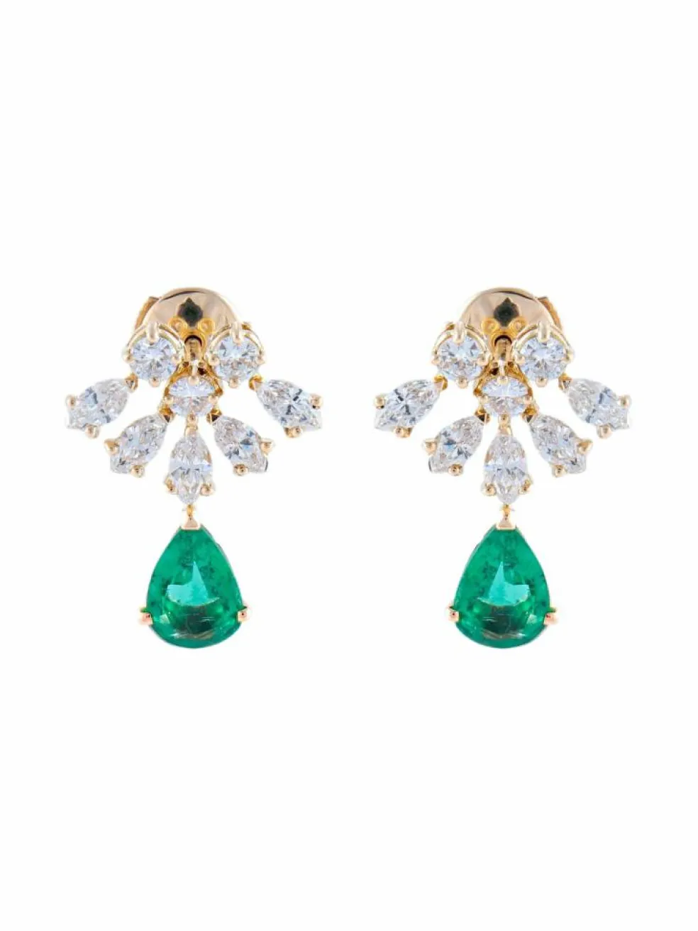 Boucles d'oreilles Emeraudes Diamants