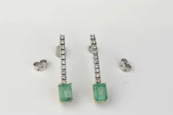 Boucles D'oreilles Emeraudes Diamants