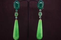 Boucles d'oreilles Emeraudes Jade Agate verte