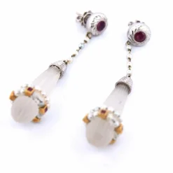 BOUCLES D'OREILLES EN CRISTAL DE ROCHE - ANNÉES 1950