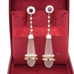 BOUCLES D'OREILLES EN CRISTAL DE ROCHE - ANNÉES 1950