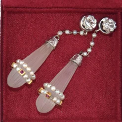 BOUCLES D'OREILLES EN CRISTAL DE ROCHE - ANNÉES 1950