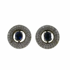 Boucles d'oreilles en diamant et saphir