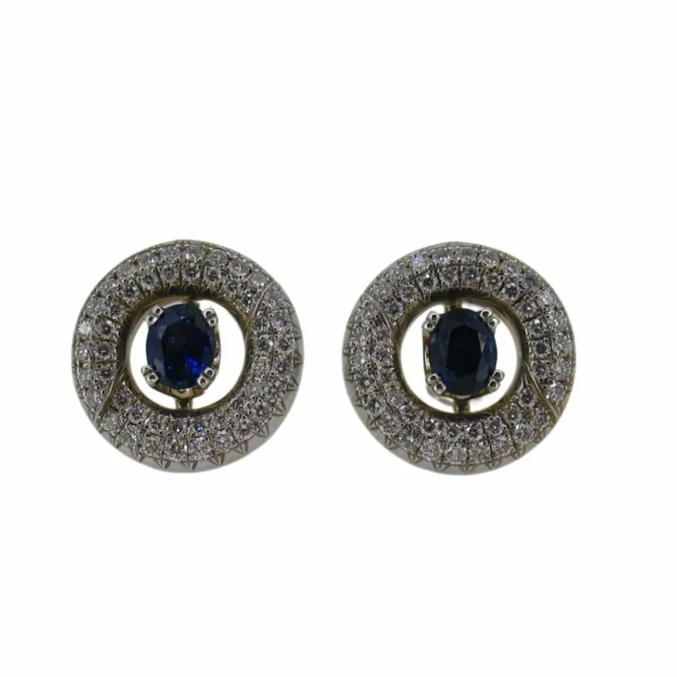 Boucles d'oreilles en diamant et saphir
