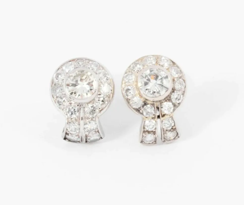 Boucles d'oreilles en diamants et platine