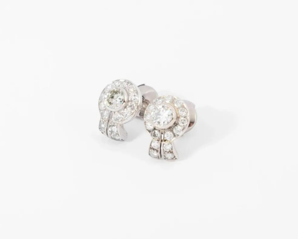 Boucles d'oreilles en diamants et platine