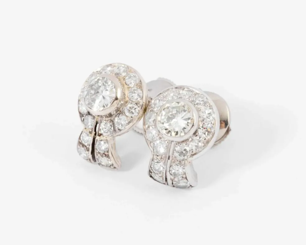 Boucles d'oreilles en diamants et platine