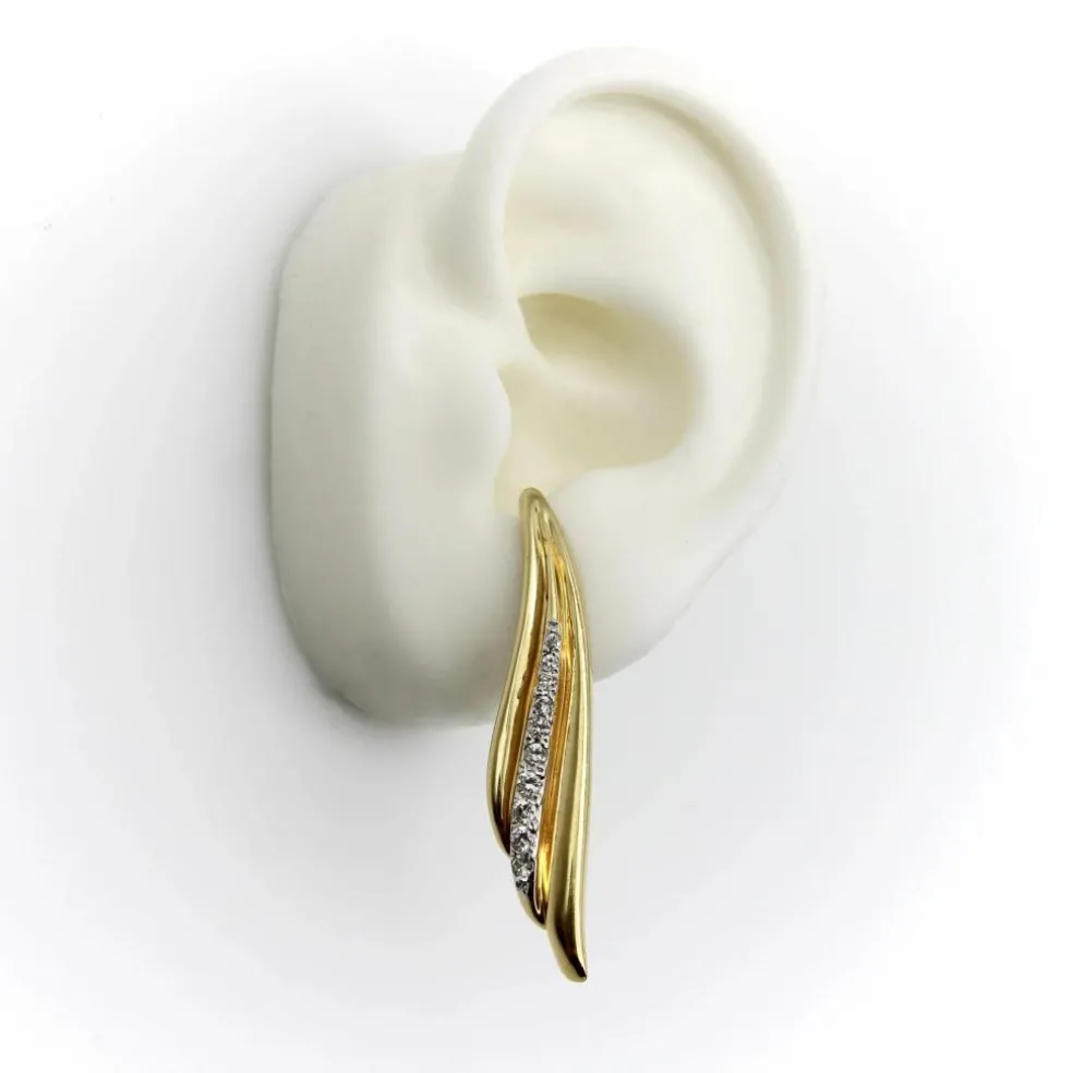 Boucles d'oreilles en forme d'aile en or 14 carats et diamants