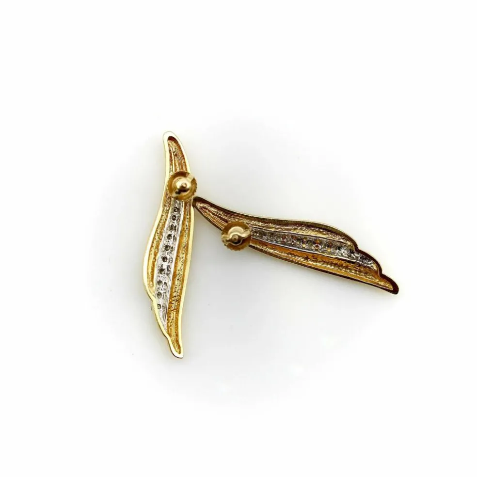 Boucles d'oreilles en forme d'aile en or 14 carats et diamants